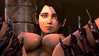 Horny Tomb Raider ditangkap dan dipaksa (Anime Porn Jepang)